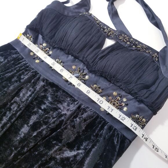Sue Wong Nocturne Beaded Silk Velvet Halter Dress - Picture 6 of 11